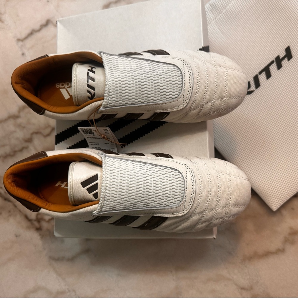 Kith x Adidas Taekwondo sneakers in 'Natural Canvas Coffee Quartz